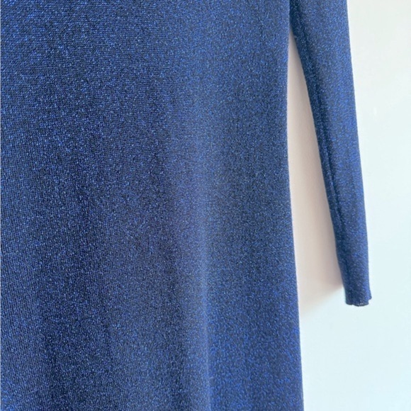 Zara High Neck Blue Metallic Knit Midi Dress - Picture 8 of 9